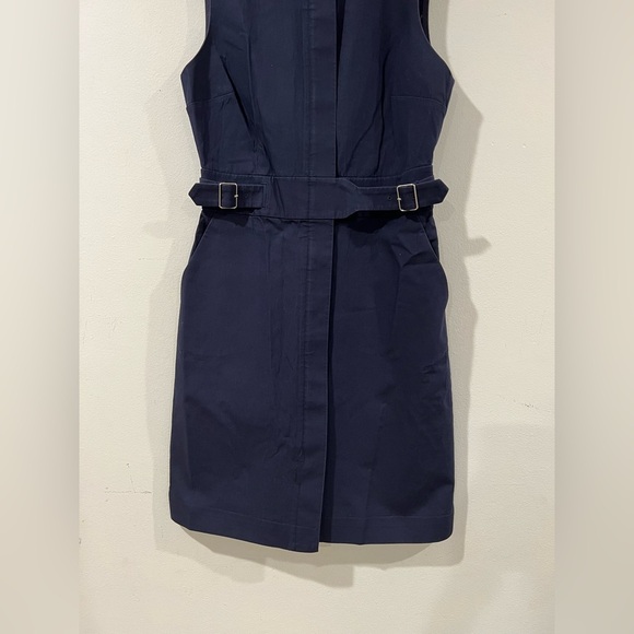 J.Crew Navy  blue  sleeves Dress  size 4 Heavyweight Cotton - Picture 4 of 9